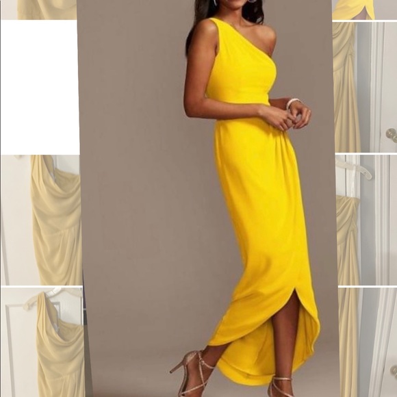 one shoulder chiffon tulip hem bridesmaid dress